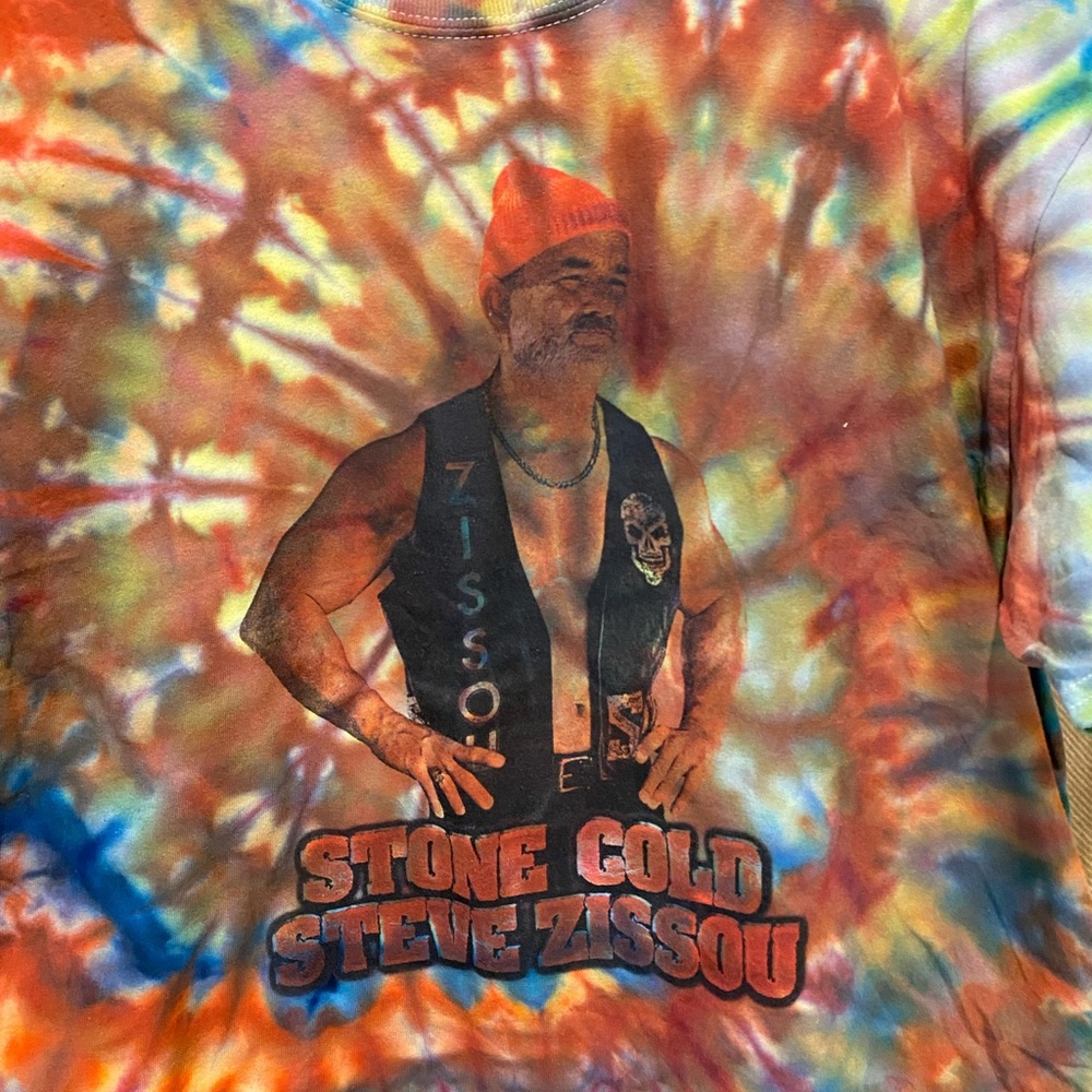 ** 2 for $60 ** STONE COLD STEVE ZISSOU Original Tie-Dye Art Cotton Tee Mens L